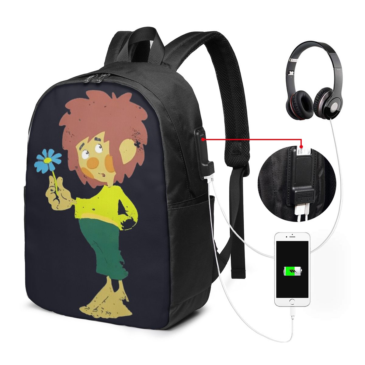 Women'S Bags Travel - Pumuckl Blume - Figur Rugzak Reisnotebooktas