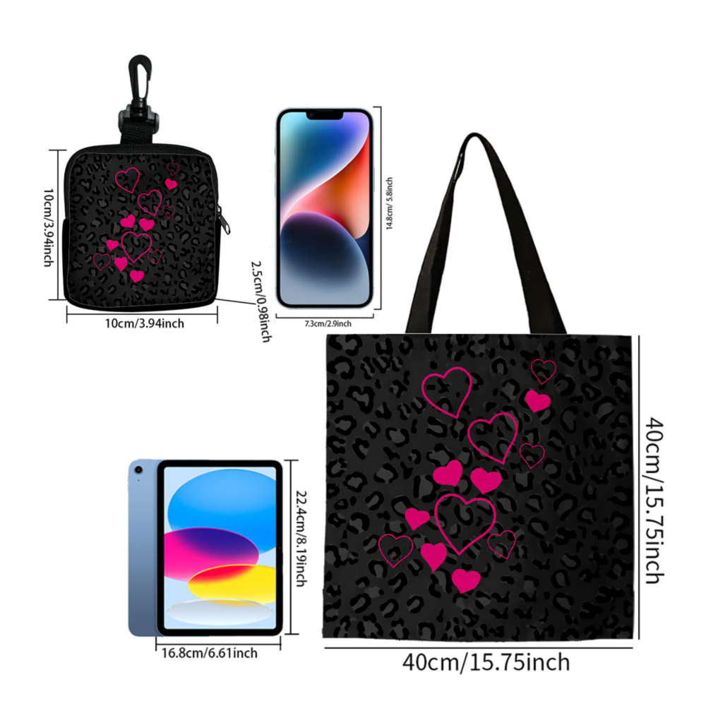 Zwarte luipaardprint roze hart - Women Bags And Purses recensie en prijs